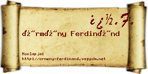 Örmény Ferdinánd névjegykártya